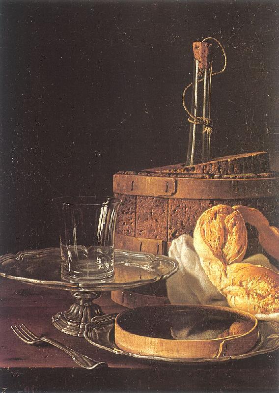 Melendez, Luis Eugenio Still-Life with a Box of Sweets and Bread Twists France oil painting art